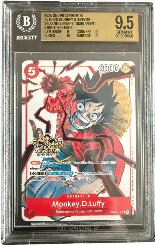 Monkey.D.Luffy (3rd Anniversary) (BGS 9.5) ST01-012 - Carrying On His Will: 3rd Anniversary Tournament Cards - Foil