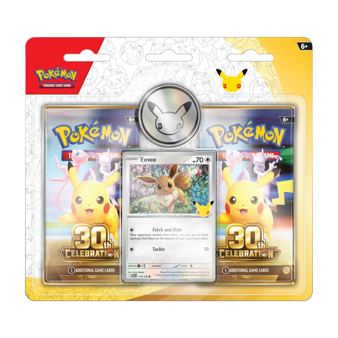 Pokémon TCG 30th Celebration 2-Pack Blister | 2 Booster Packs, Eevee Foil Promo Card & Pokémon Coin | Collectible Trading Card Game Gift for Players & Collectors (PREORDER - Release Date September 16, 2026)