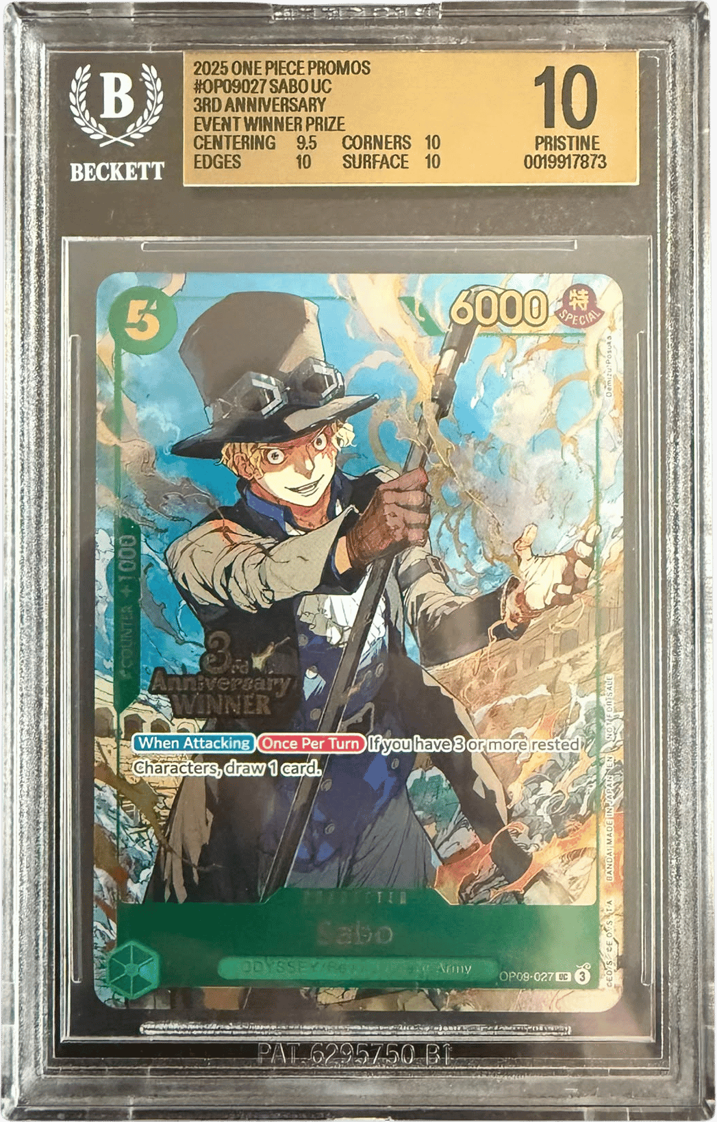 Sabo (3rd Anniversary Winner) (BGS 10) OP09-027 - Carrying On His Will: 3rd Anniversary Tournament Cards - Foil