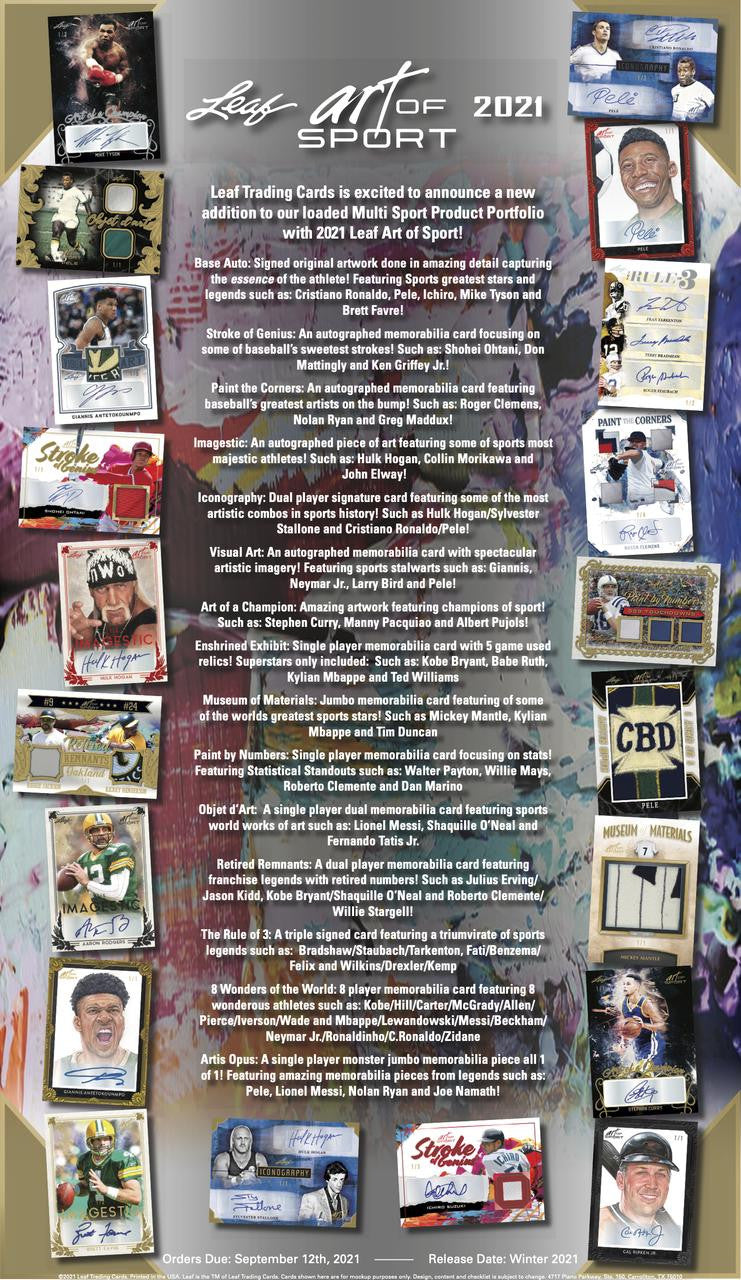 2021 Leaf Art of Sport Hobby 10 Box Case